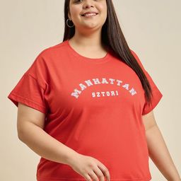 Sztori Women Typography Printed Applique T-shirt-image-33