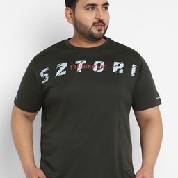 Sztori Plus Size Active Wear Typography Printed T-shirt-5