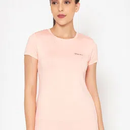 BODYACTIVE Women Peach-Coloured Slim Fit T-shirt-image-13