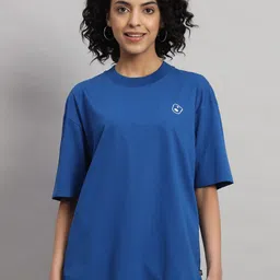 GRIFFEL Round Neck Applique Cotton Oversized T-shirt-image-68