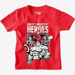 BONKIDS Boys Graphic Printed Round Neck Cotton Avengers T-shirt-picture-32
