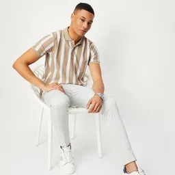 max Striped Polo Collar T-shirt-image-5