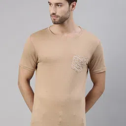 Joven Men Brown Pure Cotton T-Shirt-image-58