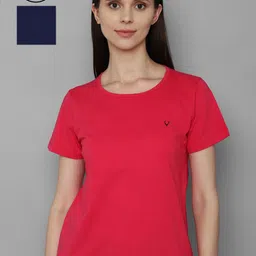 Allen Solly Woman Women Navy Blue & Red Set Of 2 Pure Cotton T-shirt-picture-22