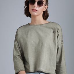 High Star Typography Printed Round Neck Drop-Shoulder Sleeves Cotton Boxy T-shirt-image-98