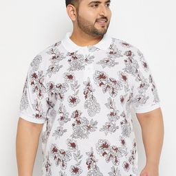 THE MILLION CLUB Men Plus Size Floral Printed Polo Collar Cotton T-shirt-image-48