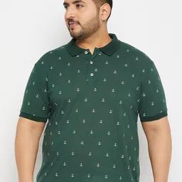 THE MILLION CLUB Men Plus Size Printed Polo Cotton T-shirt-image-56