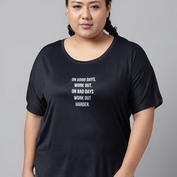 MKH Plus Size Typography Printed Relaxed Fit Dri FIT T-shirt-image-78