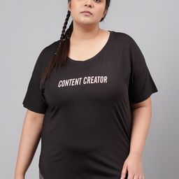 MKH Plus Size Typography Printed Drop-Shoulder Sleeves Relaxed Fit Dri-FIT T-shirt-11