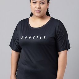 MKH Plus Size Typography Printed Relaxed Fit Dri-FIT Sports T-shirt-image-73