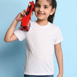 NUSYL Girls Solid Round Neck Cotton T-shirt-15