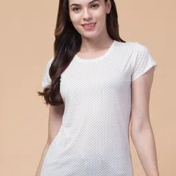 BAESD Polka Dots Printed Round Neck Short Sleeves Cotton T-shirt-image-28