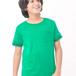 edheads Boys Green Solid Round Neck Cotton T-shirt-image-72