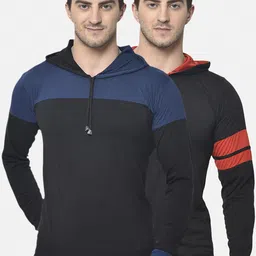 VIMAL JONNEY Men Pack Of 2 Colourblocked Hood T-shirt-image-5
