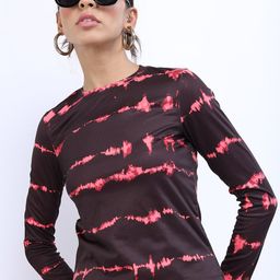 Tokyo Talkies Women Maroon Tie and Dye Dyed T-shirt-image-86