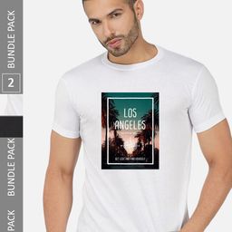 CHOZI Pack Of 2 Graphic Printed Round Neck Cotton Casual T-shirt-picture-49