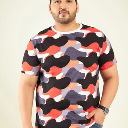 Rodzen Plus Size Abstract Printed Cotton Regular T-shirt-image-73