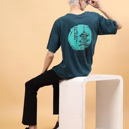 Rigo Graphic Printed Drop-Shoulder Sleeves Oversized Cotton T-shirt-image-42