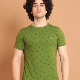 berry blues Conversational Printed Round Neck Cotton T-shirt-image-21