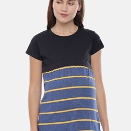 GOLDSTROMS Striped Relaxed Fit Round Neck Longline Maternity Feeding T-shirt-image-33