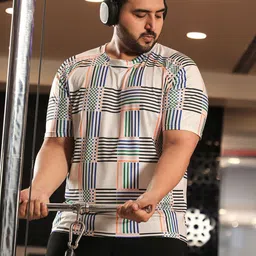 Instafab Plus Men Striped Pockets T-shirt-57