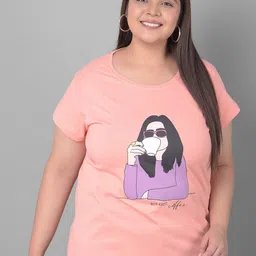 Club York Plus Size Graphic Printed Round Neck Shirt Sleeves T-shirt-image-95
