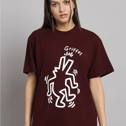 GRIFFEL Graphic Printed Drop-Shoulder Sleeves Cotton Oversized T-shirt-image-29
