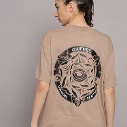 GRIFFEL Graphic Printed Drop-Shoulder Sleeves Cotton Oversized T-shirt-image-58