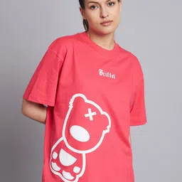GRIFFEL Graphic Printed Drop-Shoulder Sleeves Cotton Oversized T-shirt-image-88