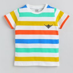 Ginie Boys Striped Round Neck Cotton T-shirt-image-54