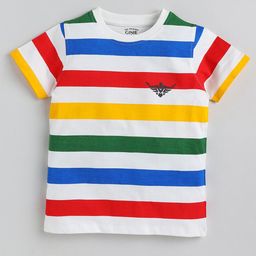 Ginie Boys Striped Round Neck Cotton Regular T-shirt-image-69