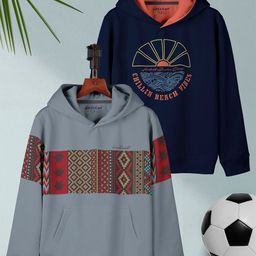 HELLCAT Boys Pack Of 2 Geometric Printed Hooded Cotton T-shirt-image-15