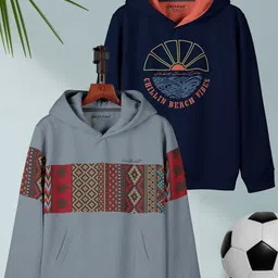 HELLCAT Boys Pack Of 2 Tribal Printed Regular Fit Hooded Casual T-shirt-image-75