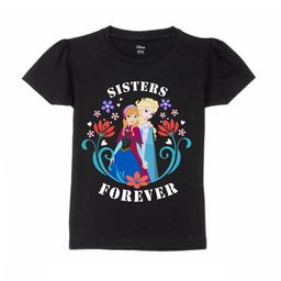 Wear Your Mind Girls Elsa & Anna Printed Pure Cotton T-shirt-image-32