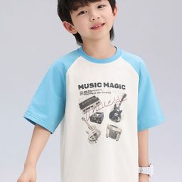 LULU & SKY Boys Typography Printed Raw Edge T-shirt-image-18