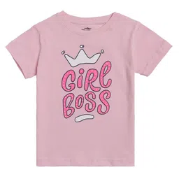 DYCA Infant Girls Pink Typography Printed Cotton T-shirt-image-48