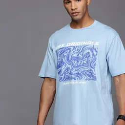 HRX by Hrithik Roshan Men Abstract Printed Round Neck Oversized T-shirt-image-64