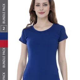 IndiWeaves Pack Of 2 Round Neck Pure Cotton T-shirt-image-98