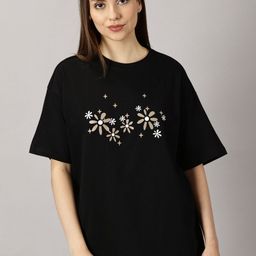 THE HOLLANDER Women Floral Printed Extended Sleeves T-shirt-image-14
