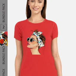 CHOZI Pack Of 2 Graphic Printed Short Sleeves Pure Cotton T-shirt-picture-13