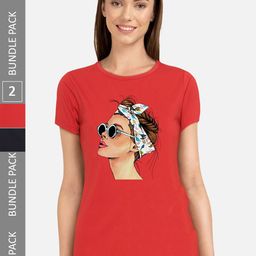 CHOZI Pack of 2 Graphic Printed Round Neck Cotton T-shirt-picture-12