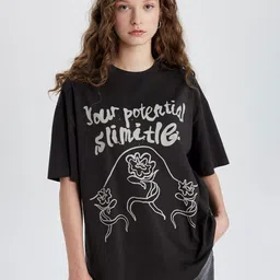 DeFacto Women Typography Printed Round Neck T-shirt-image-41