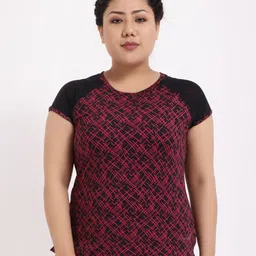 STUDIOACTIV Women Plus Size Maroon Printed Moisture Wicking Regular Fit T-shirt-picture-18