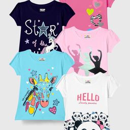 KUCHIPOO Girls 5 Printed Extended Sleeves T-shirt-image-75