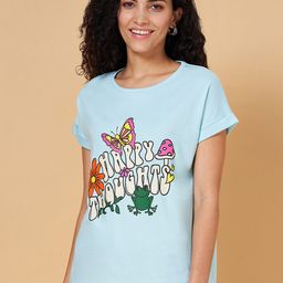 People Blue Typography Printed Pure Cotton Slim Fit T-shirt-image-26