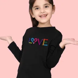NUSYL Girls Typography Printed Long Sleeves T-shirt-image-93