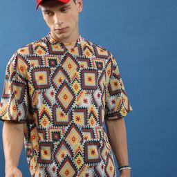 HIGHLANDER Unisex Geometric Printed Slim Fit T-shirt-image-28