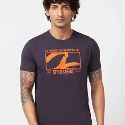 SPYKAR Typography Printed Slim Fit Cotton T-shirt-image-38