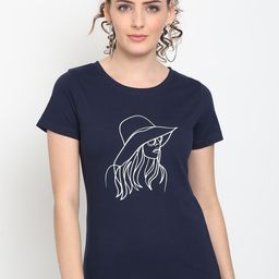 UnaOne Women Blue Printed Slim Fit T-shirt-image-20