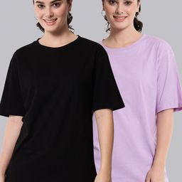 Funday Fashion Pack of 2 Cotton Oversized Fit T-shirts-image-51